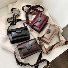 Crocodile Leather Striped Messenger HandBags