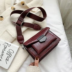Crocodile Leather Striped Messenger HandBags