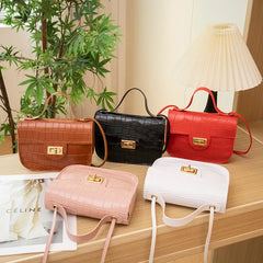 Retro Crocodile Pattern Shoulder Bag for Women PU Leather Crossbody Bags Handbag