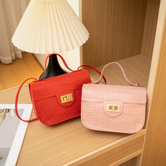 Retro Crocodile Pattern Shoulder Bag for Women PU Leather Crossbody Bags Handbag