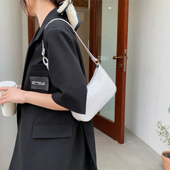 Retro Crocodile Pattern Shoulder Bag for Women PU Leather Handbag