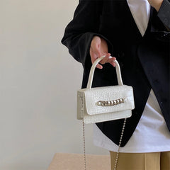 Vintage Crocodile Women Chain Crossbody Bag Small Square Shoulder Mini Tote