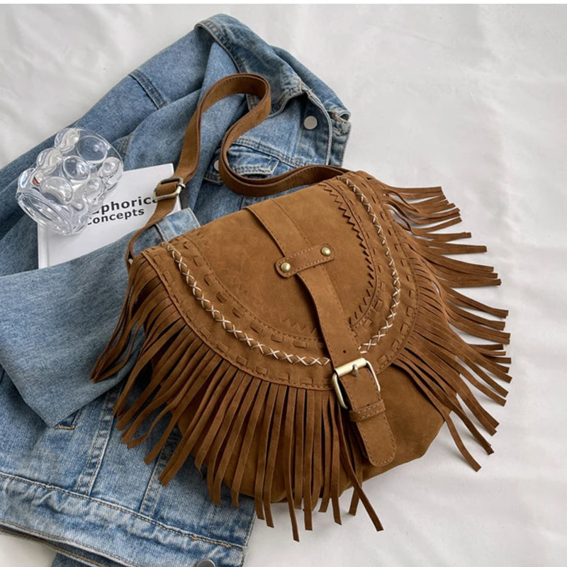 Retro Deerskin Velvet Shoulder Bag for Women Lady Messenger Bag