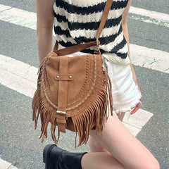 Retro Deerskin Velvet Shoulder Bag for Women Lady Messenger Bag