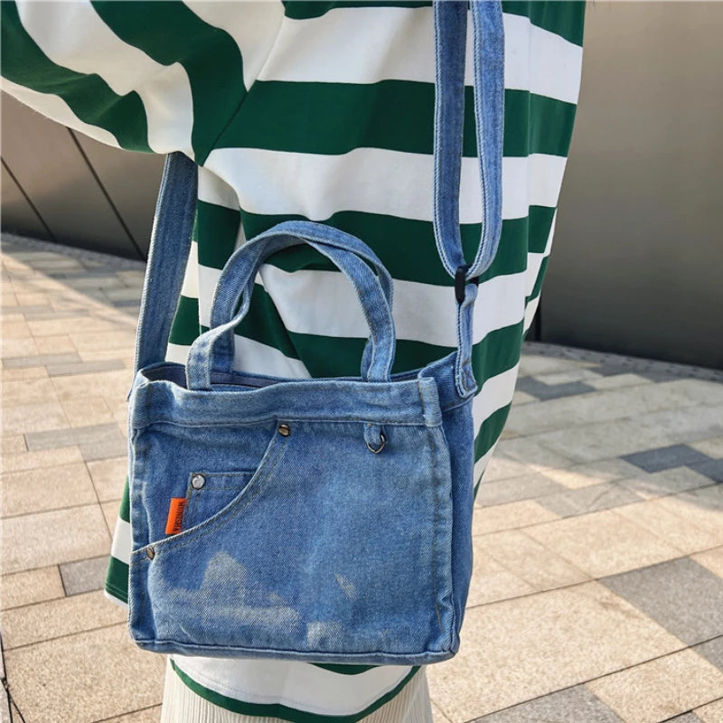 Youth Denim Crossbody Bag Small Mini Square Shoulder Bag