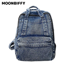 Retro Denim Women Backpack Large Capacity Travel Bags College Student School Bag