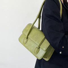 Retro Underarm Bags for Women PU Leather Ladies Small Tote Shoulder Bag