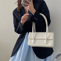 Retro Underarm Bags for Women PU Leather Ladies Small Tote Shoulder Bag