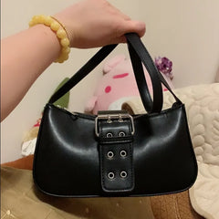 Retro Women Buckle Handbags Ladies PU Leather Shoulder Bag