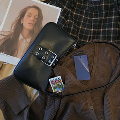 Retro Women Buckle Handbags Ladies PU Leather Shoulder Bag