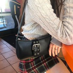 Retro Women Buckle Handbags Ladies PU Leather Shoulder Bag