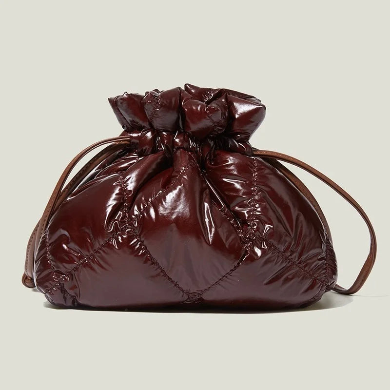 Vintage Drawstring Bucket Bag Small Crossbody Bag Woman Nylon Cotton Shoulder Ba