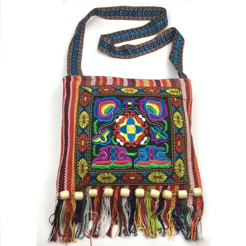 Boho Embroidery Tassel Shoulder Bag Hippie Messenger Ethnic Crossbody