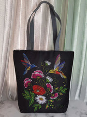Retro Embroidery Flower Bird Printed Handbags Portable All-match Shoulder Bag