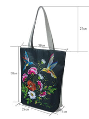 Retro Embroidery Flower Bird Printed Handbags Portable All-match Shoulder Bag