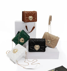 Retro Embroidery Love Small Square Bag Chain Messenger Shoulder Bags Women