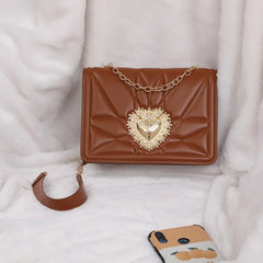 Retro Embroidery Love Small Square Bag Chain Messenger Shoulder Bags Women