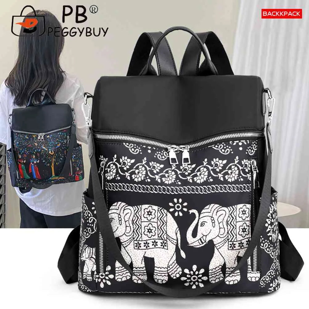 Retro Ethnic Backpack Women Girl School Casual