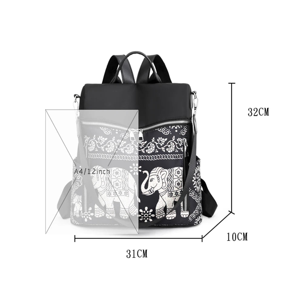 Retro Ethnic Backpack Women Girl Oxford Cloth School Casual Travel Rucksacks