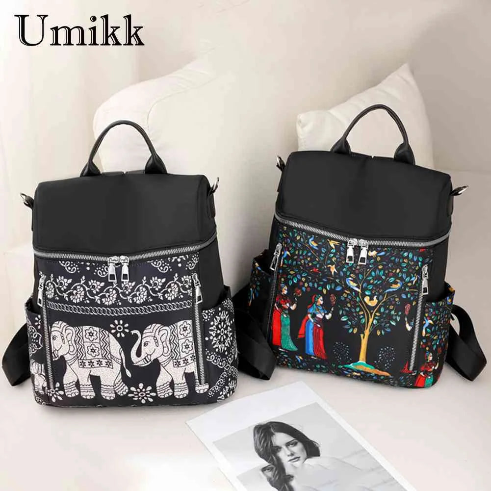 Retro Ethnic Backpack for Women Teenage Student