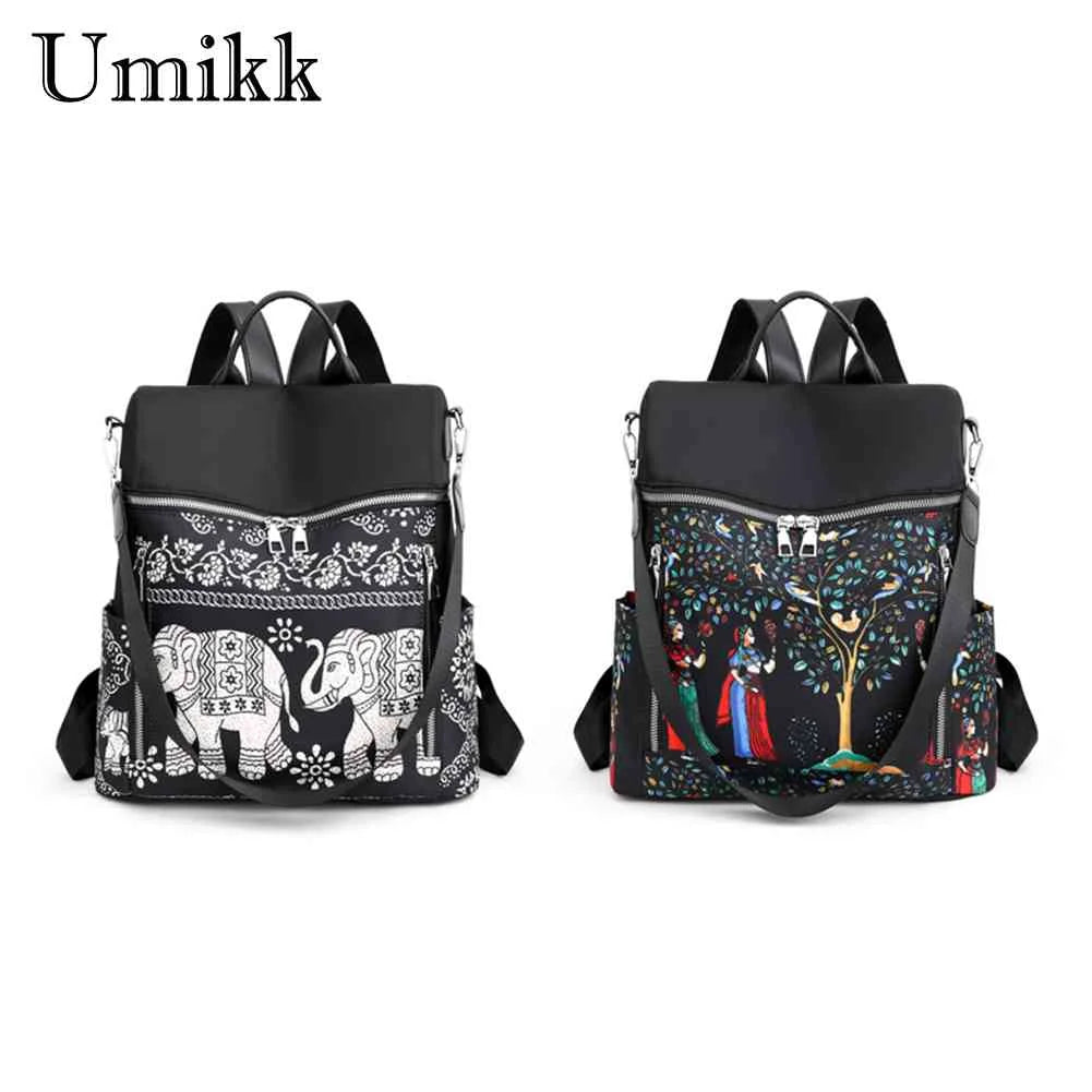 Retro Ethnic Backpack for Women Teenage Student