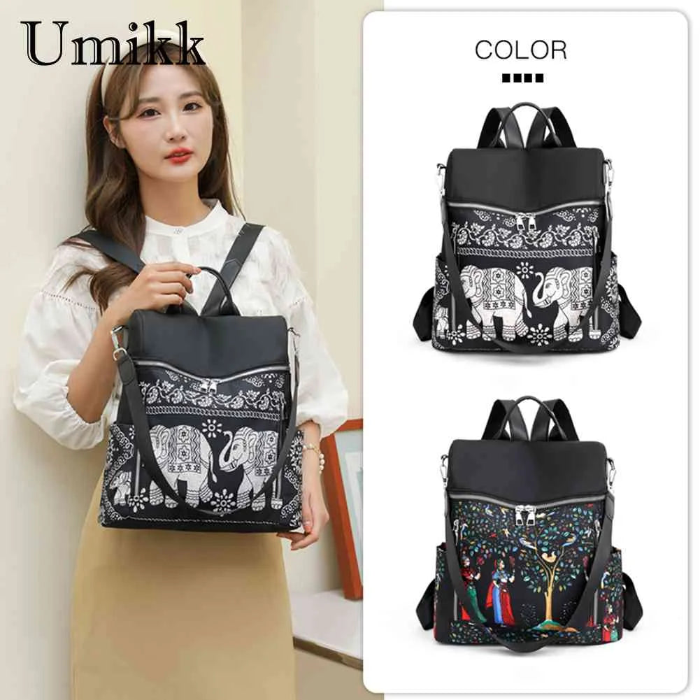 Retro Ethnic Backpack for Women Teenage Student