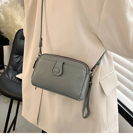 Retro Crossbody Bag Cow Leather Handbag Small Square Shoulder Messenger Bag