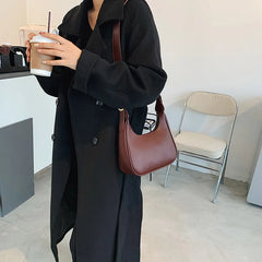 Retro Crossbody Shoulder Bag Casual PU Leather Handbag for Women