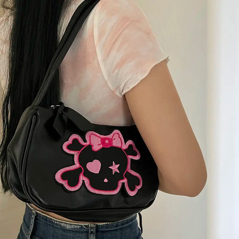 Retro Skeleton Harajuku Style Handbag Storage Crossbody Bag Women Bag