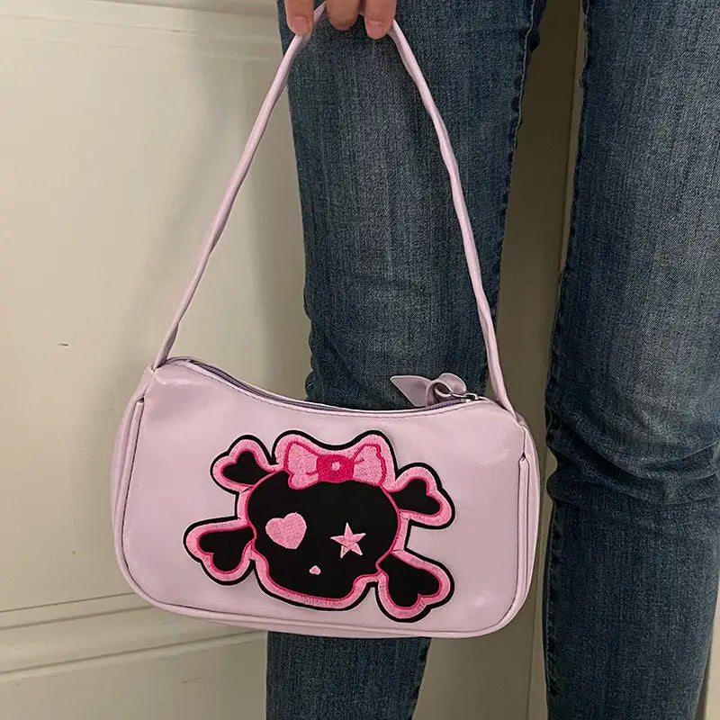 Retro Skeleton Harajuku Style Handbag Storage Crossbody Bag Women Bag