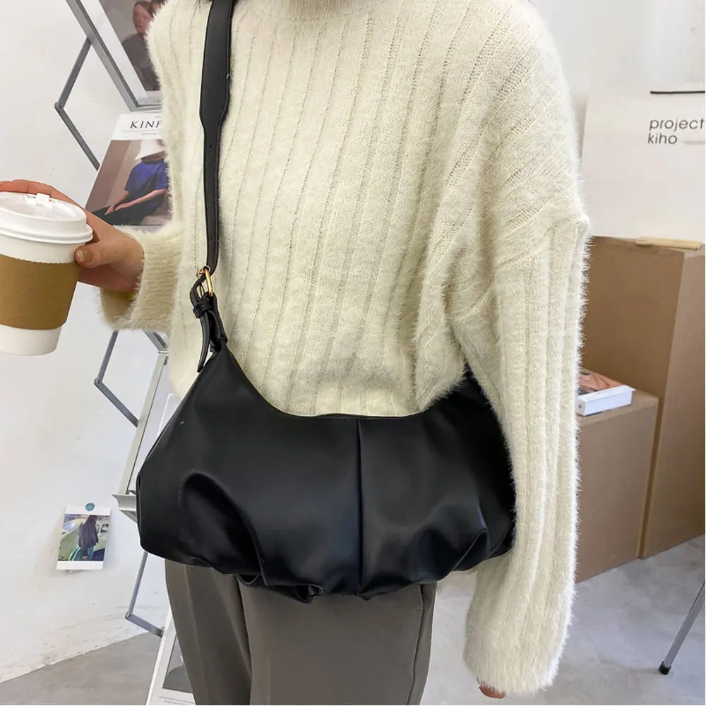 Vintage Leather Shoulder Bag Large Capacity Crossbody Handbag