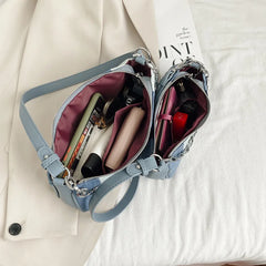 Retro Women's Underarm Bag Denim Ladies Small Handbag Canvas Purse