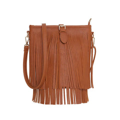 Retro Faux Suede Fringe Women Messenger Bags Bucket Tote Handbags