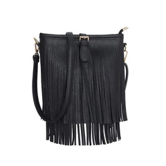 Retro Faux Suede Fringe Women Messenger Bags Bucket Tote Handbags