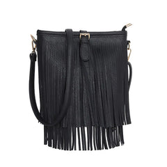 Retro Faux Suede Fringe Women Messenger Bags Bucket Tote Handbags