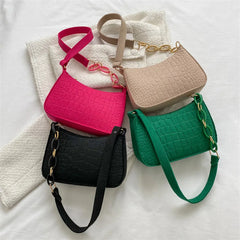 Retro Felt Shoulder Bags for Women Chain Armpit Bag Female Crescent