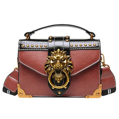 Retro Female Crossbody Bag Metal Lion Head Shoulder Purse