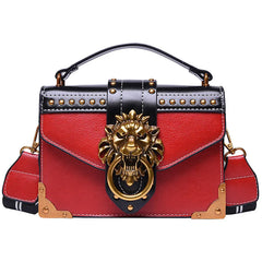 Retro Female Crossbody Bag Metal Lion Head Shoulder Purse