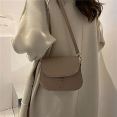 Retro Flap Saddle Bag For Women PU Leather Shoulder Messenger Bag