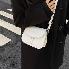 Retro Flap Saddle Bag For Women PU Leather Shoulder Messenger Bag