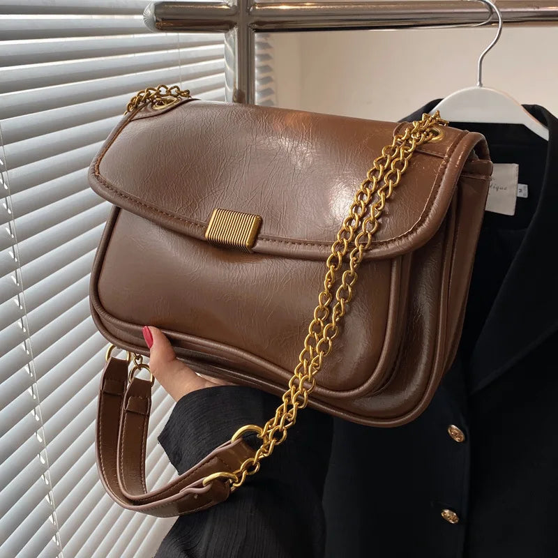 Retro Flap Shoulder Bag PU Leather Armpit Handbag Ladies Handbag Totes Bolsa