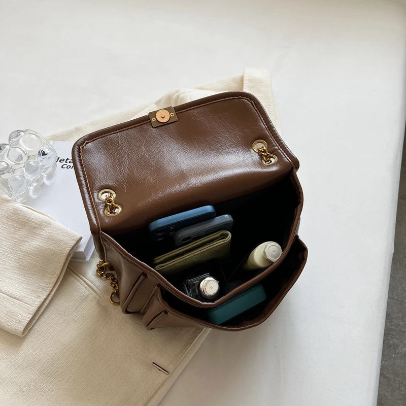 Retro Flap Shoulder Bag PU Leather Armpit Handbag Ladies Handbag Totes Bolsa