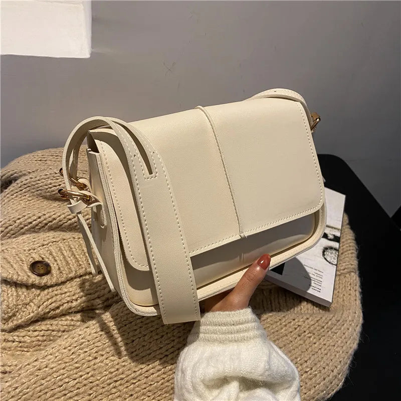 Retro Flap Square Bag For Women PU Leather Shoulder Messenger Bag
