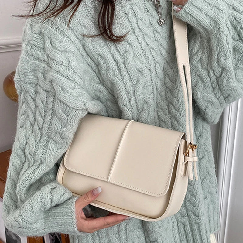 Retro Flap Square Bag For Women PU Leather Shoulder Messenger Bag