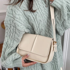 Retro Flap Square Bag For Women PU Leather Shoulder Messenger Bag