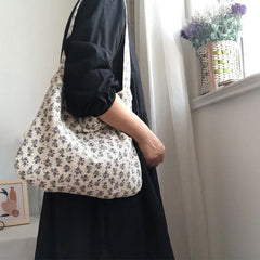 Retro Floral Shoulder Bags Women Daily Casual Handbags Large Portable Pouch