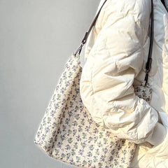 Retro Floral Shoulder Bags Women Daily Casual Handbags Large Portable Pouch