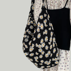 Retro Floral Women Shoulder Messenger Bag Thin Cotton Cloth Ladies Shopping Bags