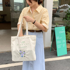 Flower Embroidery Shoulder Bag Floral Ladies Tote Handbag