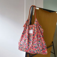 Retro Flower Women Shopping Shoulder Bag Large Capacity Ladies Portable Tote